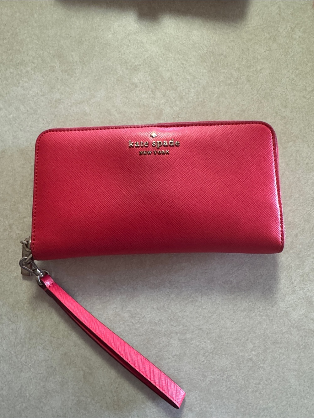 kate spade Red Zip Wristlet Wallet with Wrist Strap